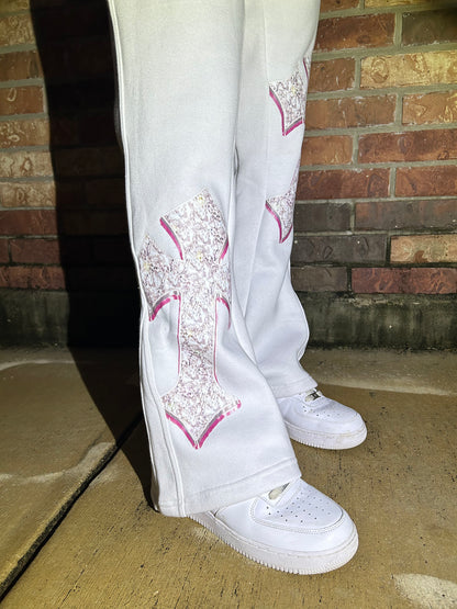 “Ambitiouss” Flared Sweatpants (white)